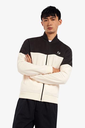 Geaca Barbati Fred Perry Colour Block Track Negrii | RO 1187NWYB